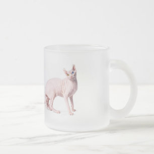 Cristal Esmerilado Taza helada gato blanco de la esfinge