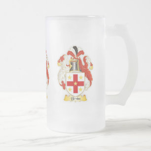 Cristal Esmerilado Taza helada heráldica del escudo de la familia de