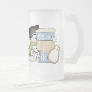 Cristal Esmerilado Taza helada muñeco de nieve del día de fiesta de