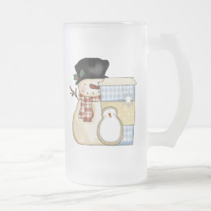 Cristal Esmerilado Taza helada muñeco de nieve del día de fiesta del
