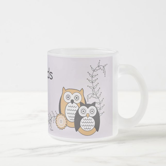 Cristal Esmerilado Taza moderna de los búhos (Derecha)