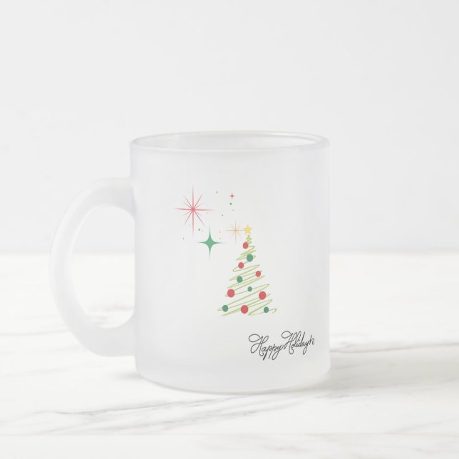 Cristal Esmerilado Taza Personalizada de Feliz Navidad (Izquierda)