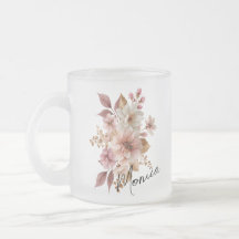Taza personalizada de flores en acuarela