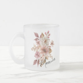 Cristal Esmerilado Taza personalizada de flores en acuarela
