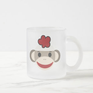 Cristal Esmerilado Taza personalizada del mono del calcetín de los