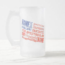 Cristal Esmerilado Taza personalizada nombre(s) palabras bandera de E