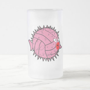 Cristal Esmerilado Taza rosada de los pescados del fumador de la bola