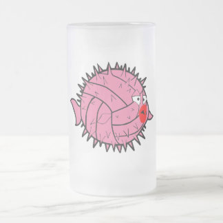 Cristal Esmerilado Taza rosada de los pescados del fumador de la bola