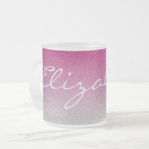 Cristal Esmerilado Taza rosada personalizada del purpurina de Ombre