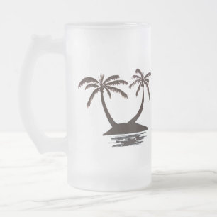 Cristal Esmerilado Taza - Silueta de Isla Tropical