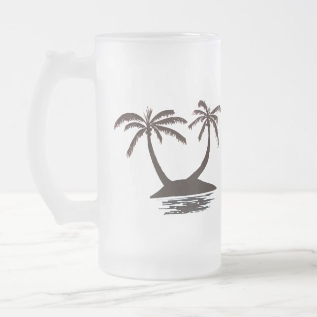 Cristal Esmerilado Taza - Silueta de Isla Tropical (Izquierda)