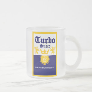 Cristal Esmerilado Taza sueca de la parodia de la cerveza