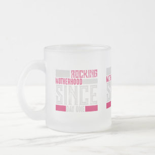 Cristal Esmerilado Taza Tipográfica de Bloque Rosa Maternidad Rocking