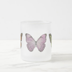Cristal Esmerilado Taza triple de la mariposa
