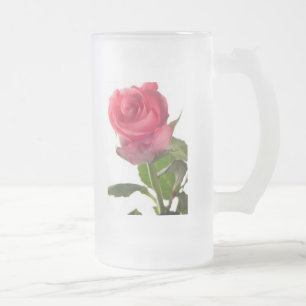 Cristal Esmerilado Una taza color de rosa