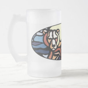 Cristal Esmerilado Vidrio tribal del oso de las naciones de la taza