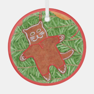 Cristal GATITO DE PAN DE JENGIBRE Adorno de Círculo de Vid