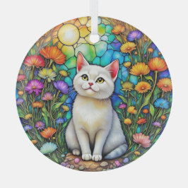 Cristal Gato de Vidrio Emplomado y Adorno de Vidrio de Flo
