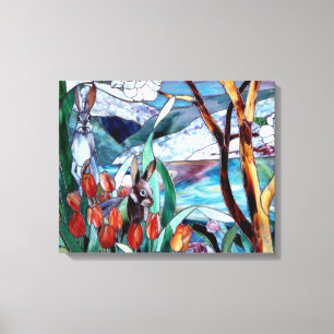 Cristal manchado de conejo sobre arte de lienzo en