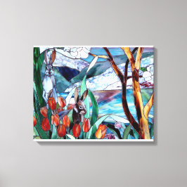 Cristal manchado de conejo sobre arte de lienzo en