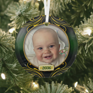 Cristal Marco de foto del primer Navidad del bebé Adorno d