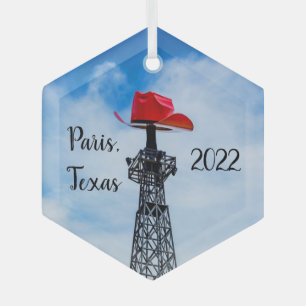 Cristal París, Texas - Adorno de sombrero vaquero rojo