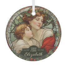 Primera Navidad como nuevo adorno de vidrio mancha