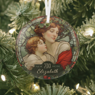 Cristal Primera Navidad como nuevo adorno de vidrio mancha