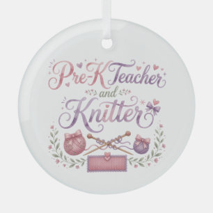 Cristal Profesora de Pre-K y Tejedora Adorno de Porcelana