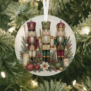 Cristal Trío de Cascanueces Vintage Adorno de Navidad de V