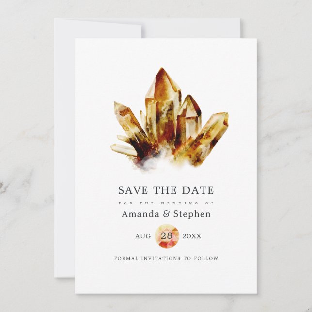 Cristales de Ojo de Tigre Invitación de Boda Save  (Anverso)