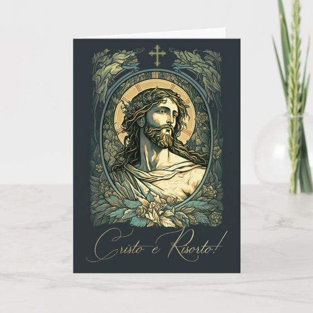 Cristo e' Risorto . Tarjetas de Pascua en italiano (Anverso)