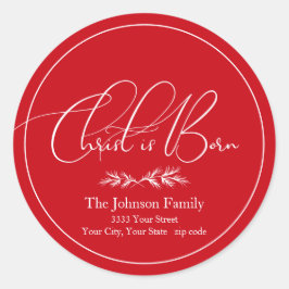 Cristo es Nacido Navidades rojos Etiqueta de direc