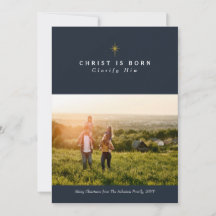 Cristo nace tarjeta de foto religiosa de Navidad