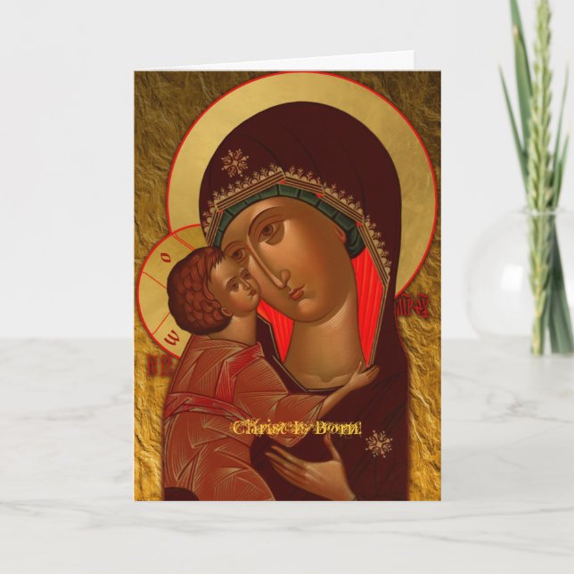 ¡Cristo nació! Tarjeta de Navidades ortodoxos (Anverso)