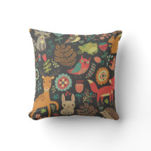 Críticos de Woodland Cojín decorativo de arte popu