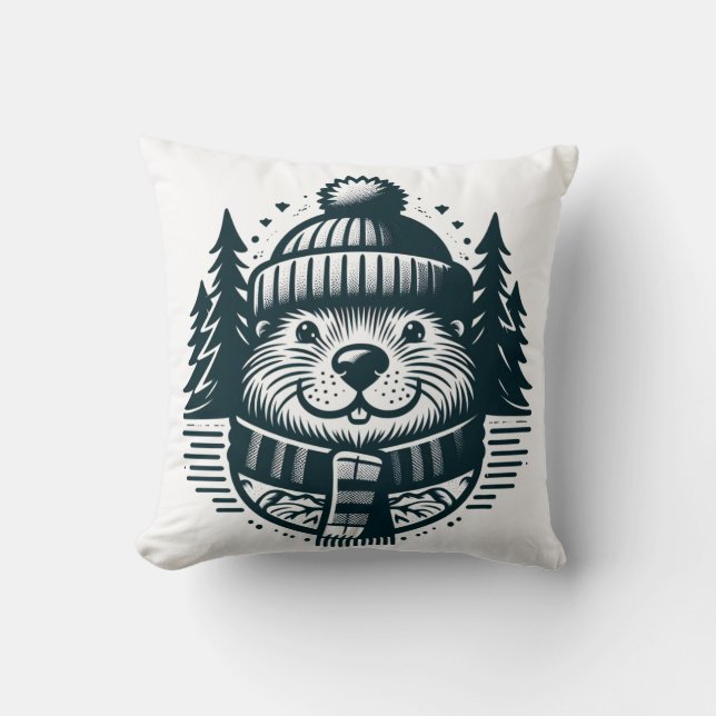 Critter acogedor: almohada de castores adorable pa (Anverso)