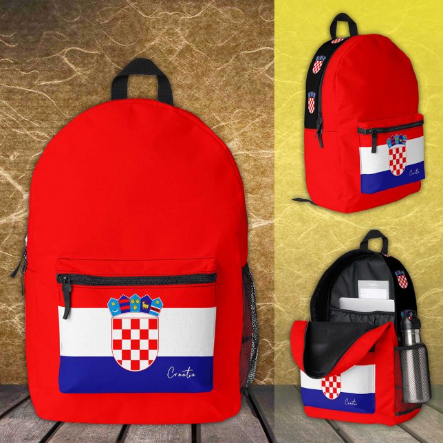 Croacia, mochila roja, bandera croata / patriota (Subido por el creador)