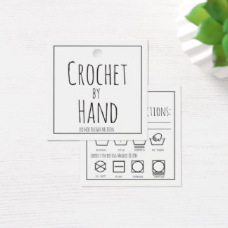 Crochet de Hand Square Hang Tag y etiqueta de cuid