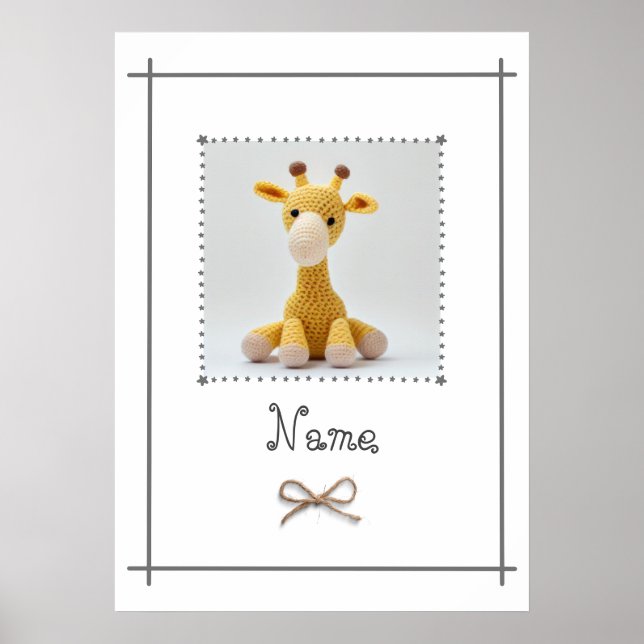 Crochet Giraffe Baby Nursery arte mural Minimalist (Frente)