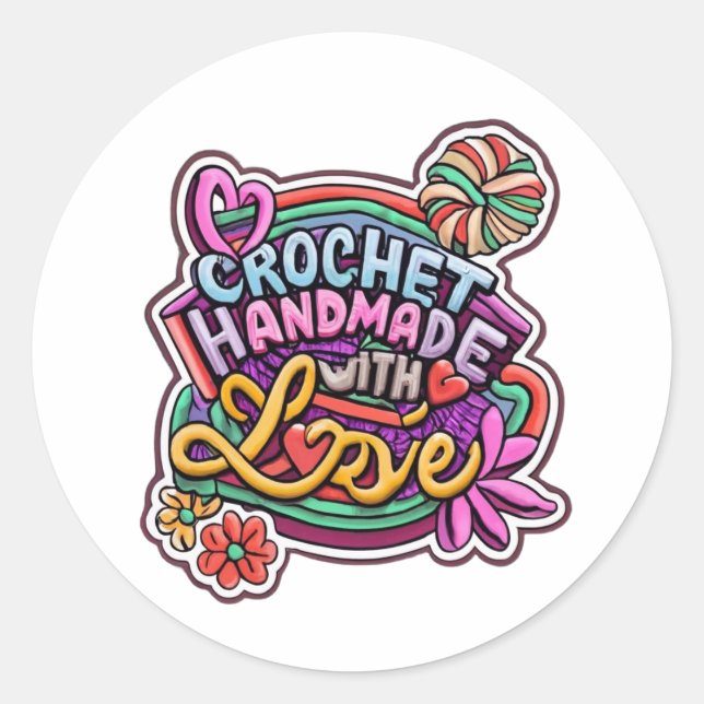 crochet hecho a mano con pegatina de amor (Anverso)