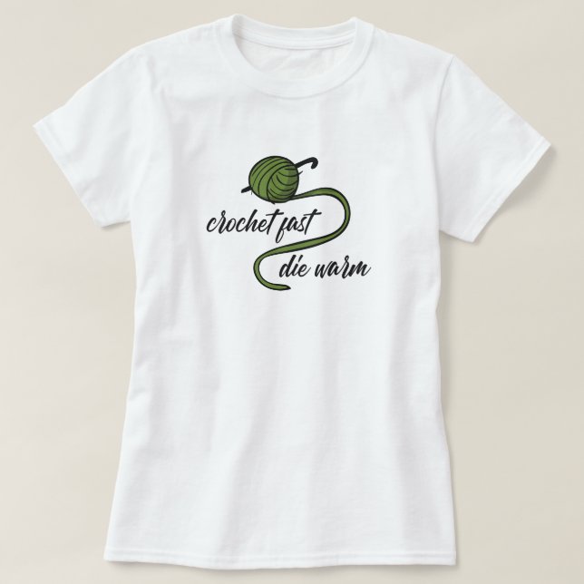 Crochet verde oliva rápido, camiseta cálida y muer (Diseño del anverso)