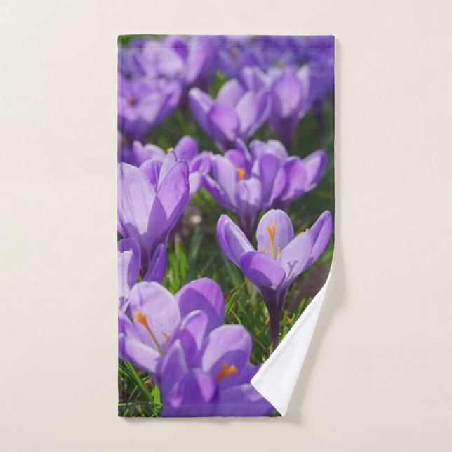 Crocus de primavera floral púrpura Baño  (Toalla de mano)