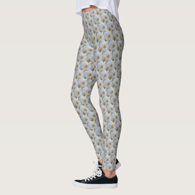 Crocus Leggings White Easter Flowers Pants (Izquierda)