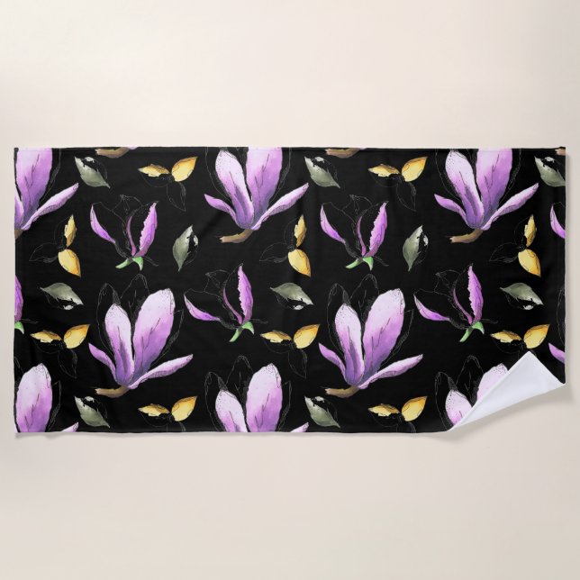 Crocus Morado en Toalla de Playa Negra (Anverso)