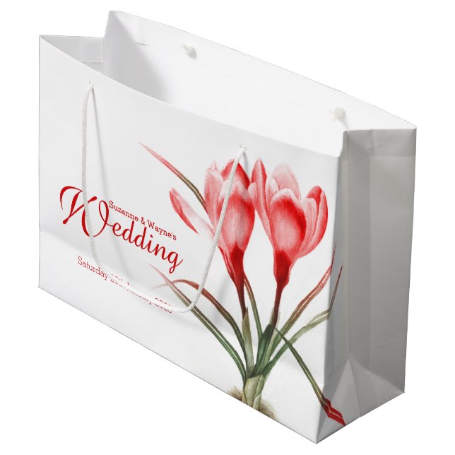 Crocus rojo acuarela arte boda bolsa de regalo (Angulo Anverso)