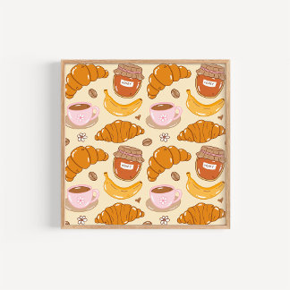 Croissants Dibujados a Mano y Arte de Cocina de Ca