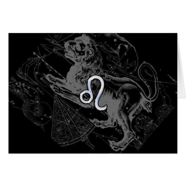 Cromado como Leo Zodiac Constellation Map Hevelius (Anverso (Horizontal))