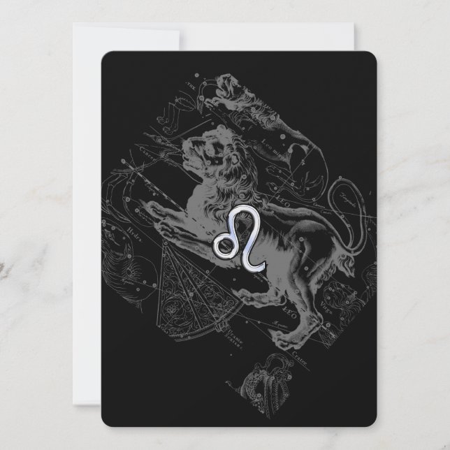 Cromado como Leo Zodiac Constellation Map Hevelius (Anverso)