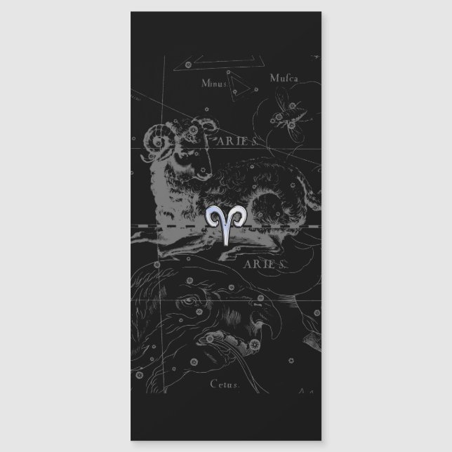 Cromo como el Rótulo Aries Zodiac en Hevelius (Anverso)